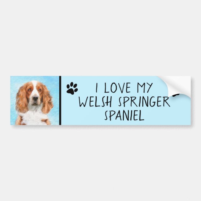 Welsh Springer Spanischmalerei - Original Dog Art Autoaufkleber (Vorne)
