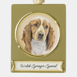 Welsh Springer Spanischmalerei - Original Dog Art Banner-Ornament Gold