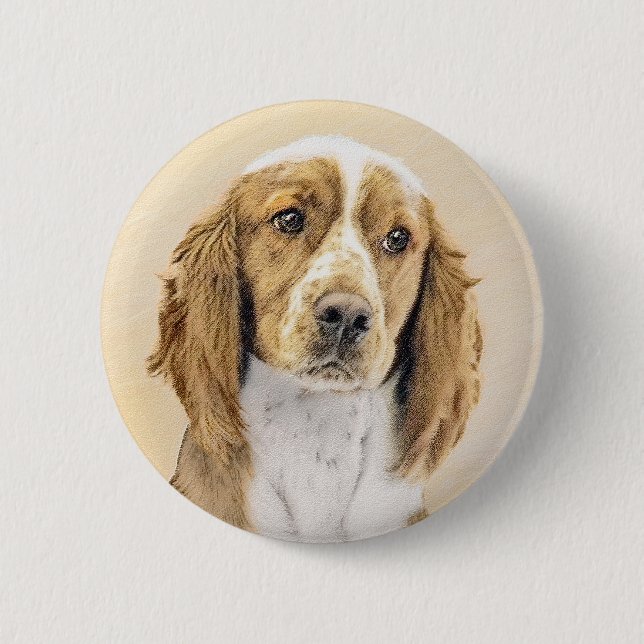 Welsh Springer Spanischmalerei - Original Dog Art Button (Vorderseite)