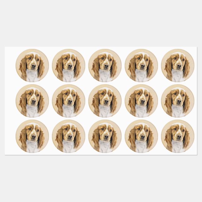 Welsh Springer Spanischmalerei - Original Dog Art Etiketten (Blatt)
