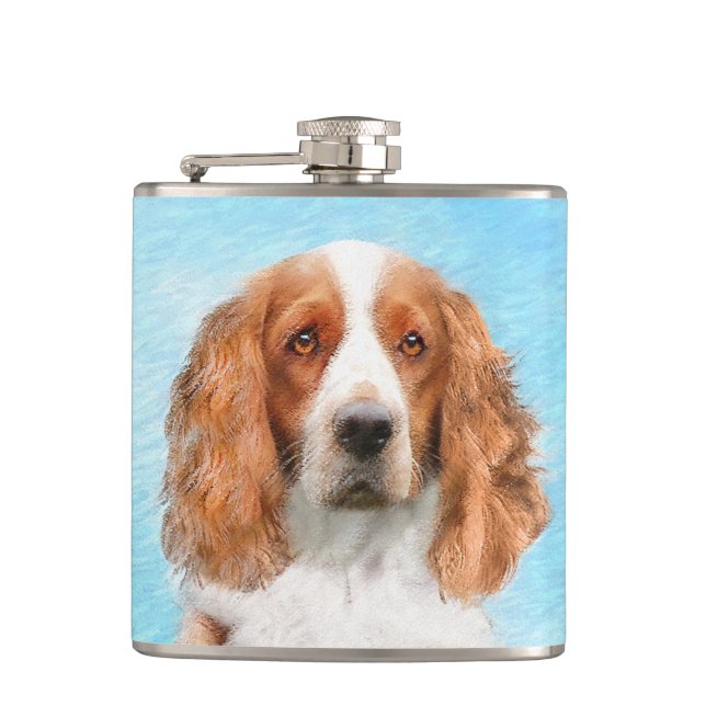 Welsh Springer Spanischmalerei - Original Dog Art Flachmann (Vorderseite)