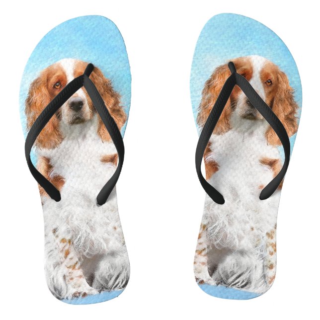 Welsh Springer Spanischmalerei - Original Dog Art Flip Flops (Fußbett)