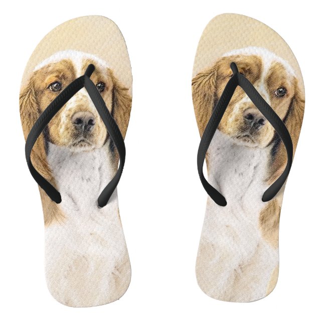 Welsh Springer Spanischmalerei - Original Dog Art Flip Flops (Fußbett)