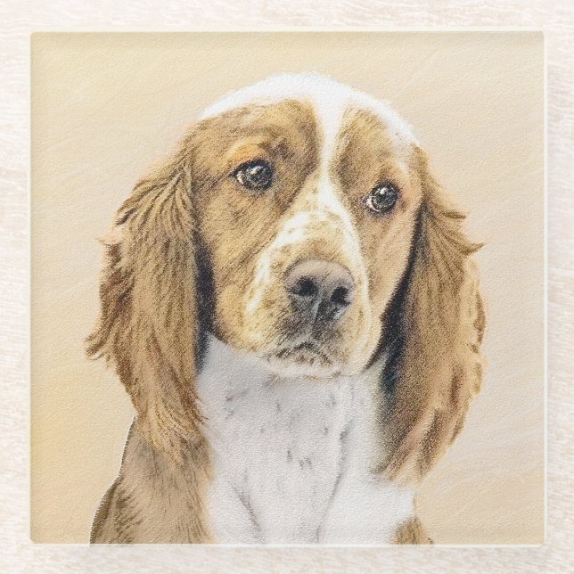 Welsh Springer Spanischmalerei - Original Dog Art Glasuntersetzer (Vorderseite)