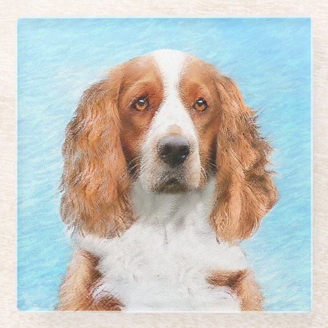 Welsh Springer Spanischmalerei - Original Dog Art Glasuntersetzer (Vorderseite)