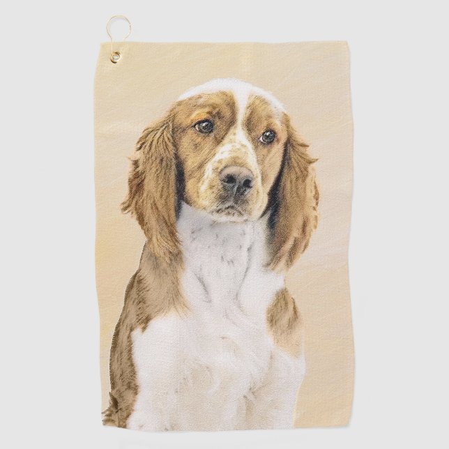 Welsh Springer Spanischmalerei - Original Dog Art Golfhandtuch (Vorderseite)