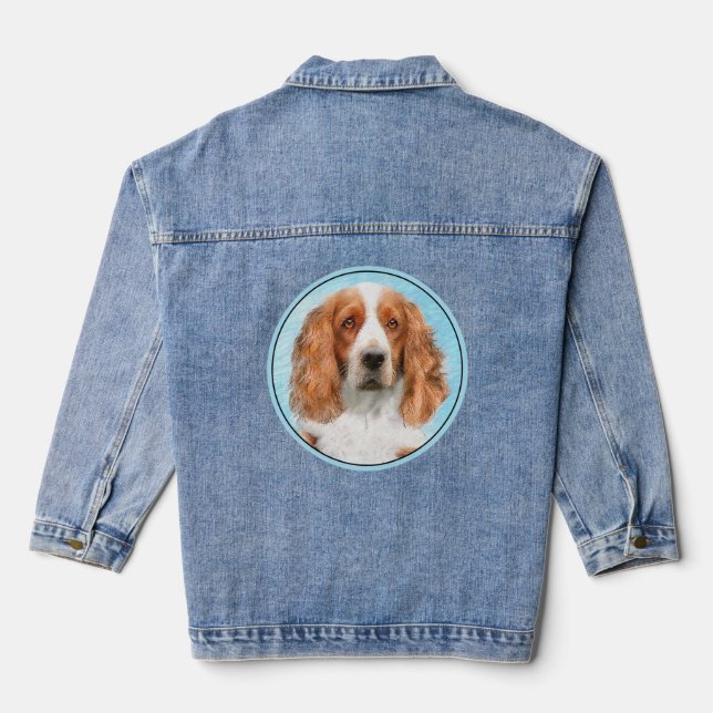 Welsh Springer Spanischmalerei - Original Dog Art Jeansjacke (Rückseite)