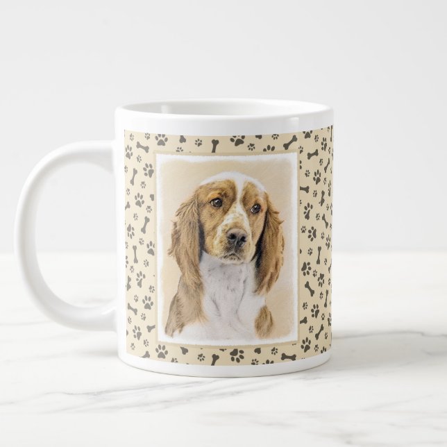 Welsh Springer Spanischmalerei - Original Dog Art Jumbo-Tasse (Links)