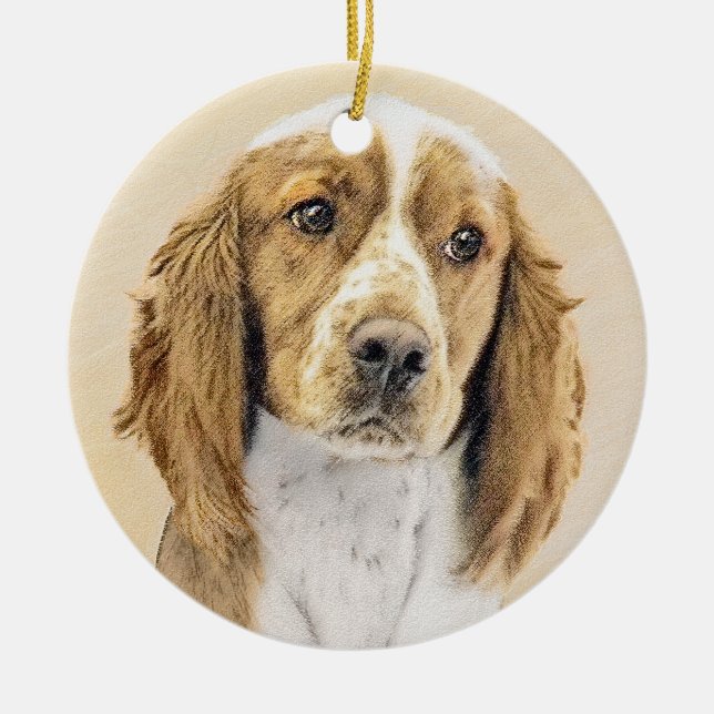 Welsh Springer Spanischmalerei - Original Dog Art Keramik Ornament (Vorne)