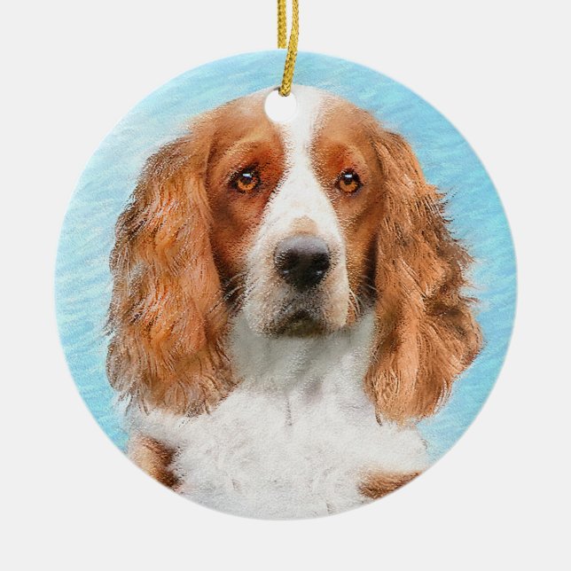 Welsh Springer Spanischmalerei - Original Dog Art Keramik Ornament (Vorne)