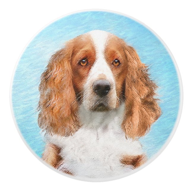 Welsh Springer Spanischmalerei - Original Dog Art Keramikknauf (Vorderseite)