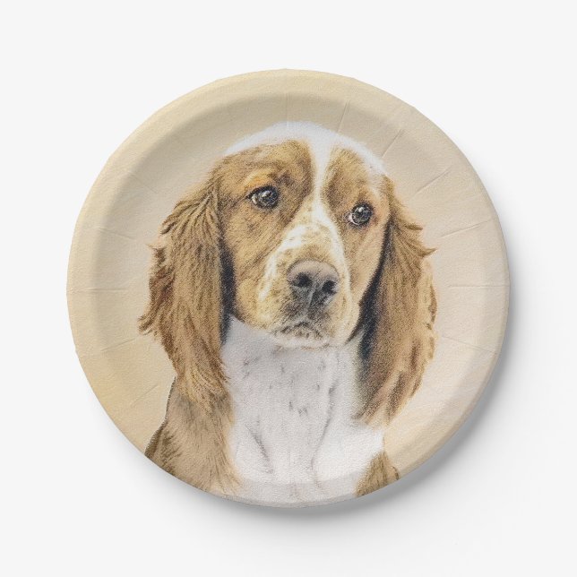Welsh Springer Spanischmalerei - Original Dog Art Pappteller (Vorderseite)