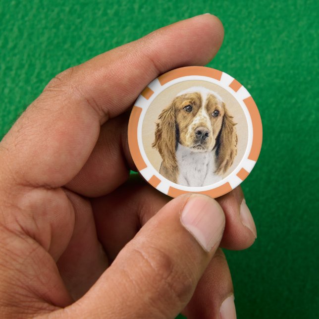 Welsh Springer Spanischmalerei - Original Dog Art Pokerchips (Hand)