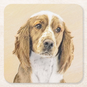 Welsh Springer Spanischmalerei - Original Dog Art Rechteckiger Pappuntersetzer