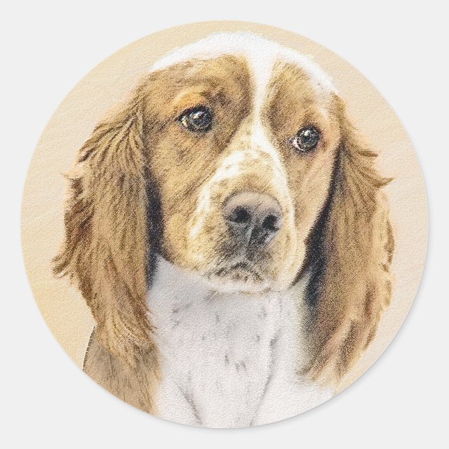 Welsh Springer Spanischmalerei - Original Dog Art Runder Aufkleber (Vorderseite)