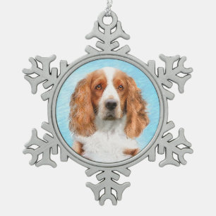 Welsh Springer Spanischmalerei - Original Dog Art Schneeflocken Zinn-Ornament