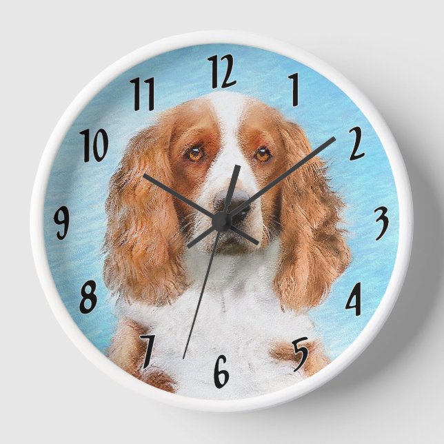 Welsh Springer Spanischmalerei - Original Dog Art Uhr (Vorderseite)