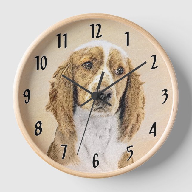 Welsh Springer Spanischmalerei - Original Dog Art Uhr (Vorderseite)
