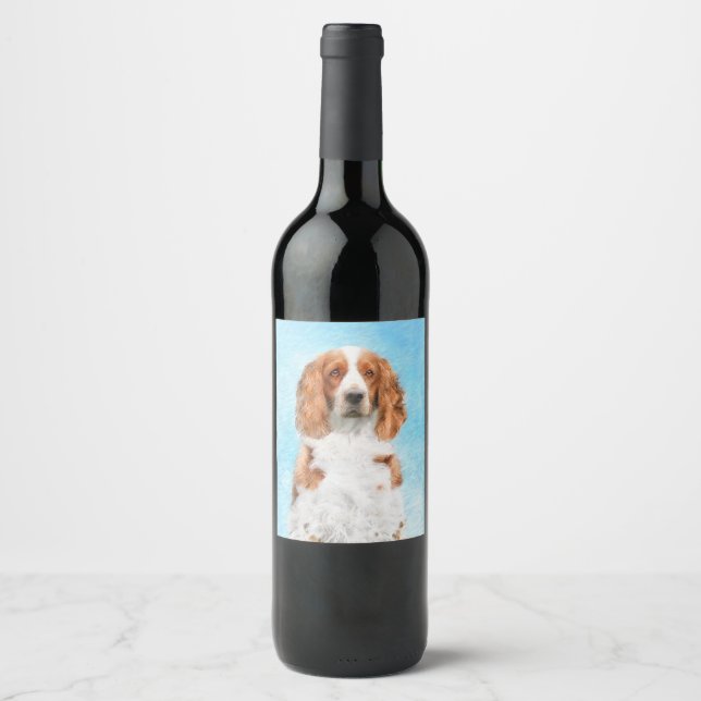 Welsh Springer Spanischmalerei - Original Dog Art Weinetikett (Vorderseite)
