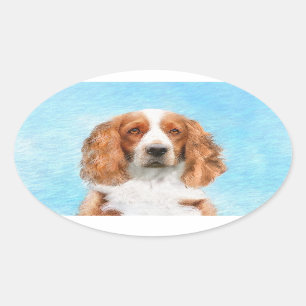 Welsh Springer Spanischmalerei - Original Hund Kun Ovaler Aufkleber
