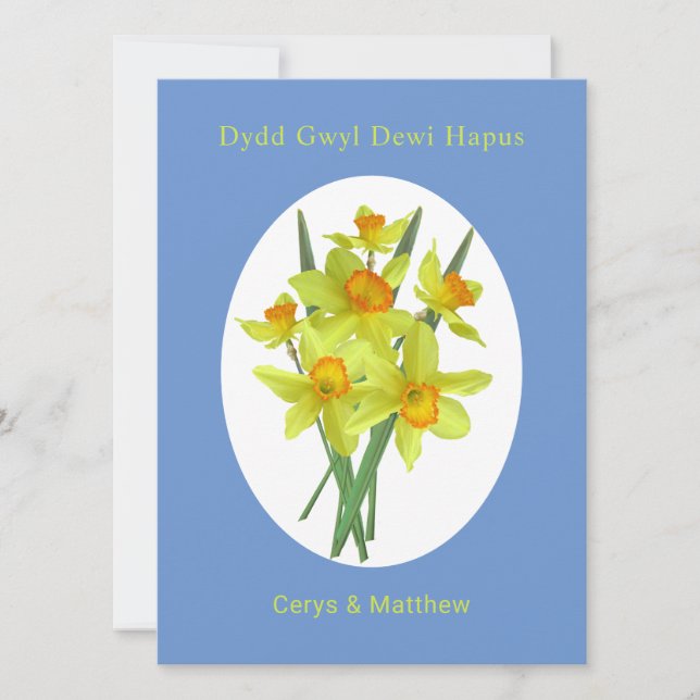 Welsh St. David's Day Personalisierte Affodils Karte (Vorderseite)