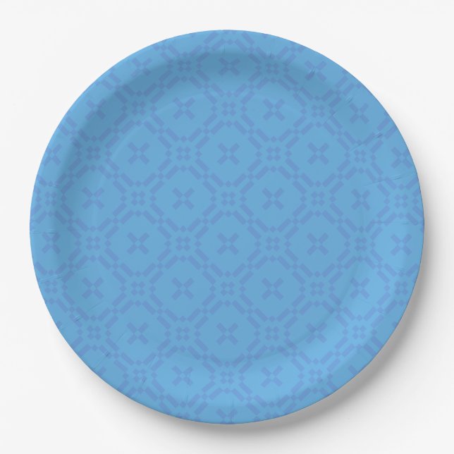 Welsh Tapestry Muster, Chic Blue Paper Plate Pappteller (Vorderseite)