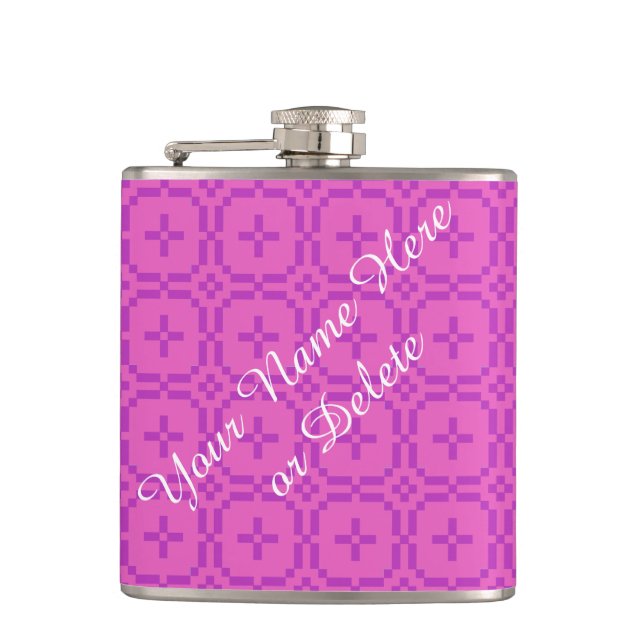 Welsh Tapestry Muster, Chic Pink Custom Hip Flask Flachmann (Vorderseite)