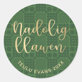 Welsh Tapestry Pattern, Carthen Blanket Design Runder Aufkleber