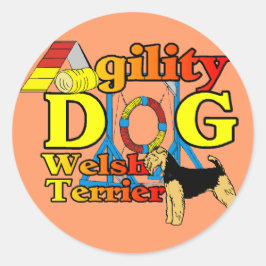 Welsh_Terrier_Agility Runder Aufkleber