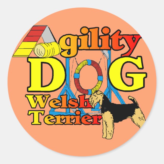Welsh_Terrier_Agility Runder Aufkleber (Vorderseite)