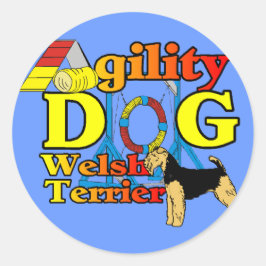 Welsh_Terrier_Agility Runder Aufkleber