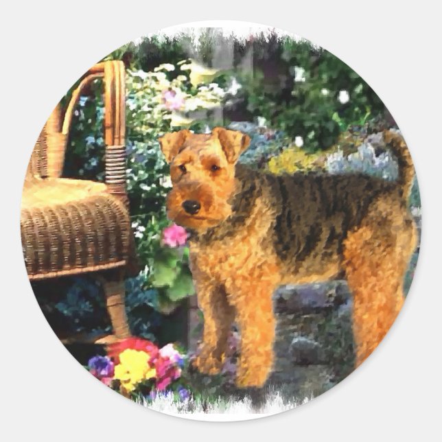 Welsh Terrier Art Geschenke Runder Aufkleber (Vorderseite)