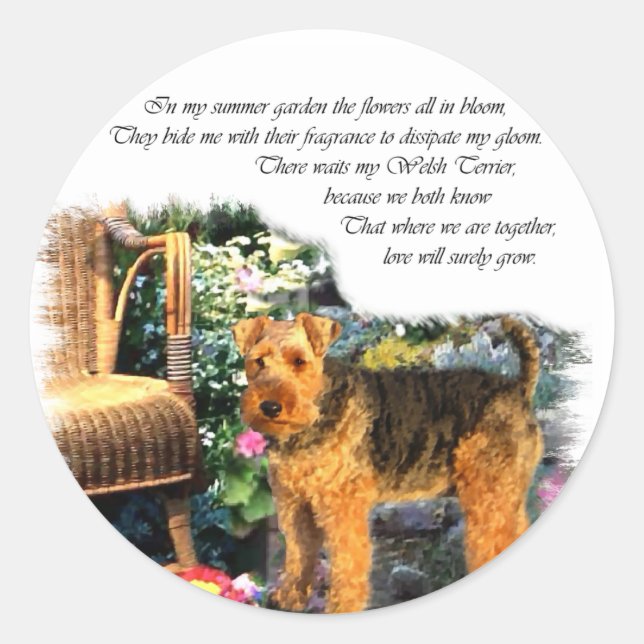 Welsh Terrier Art Geschenke Runder Aufkleber (Vorderseite)