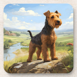 Welsh Terrier auf Ausblick Getränkeuntersetzer