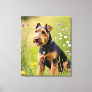 Welsh Terrier auf einer Wildblumenwiese Leinwanddruck