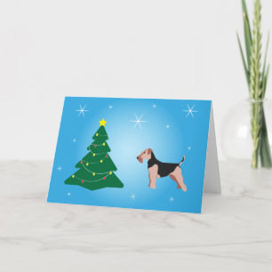 Welsh-Terrier Blaue Weihnachtskarte Karte