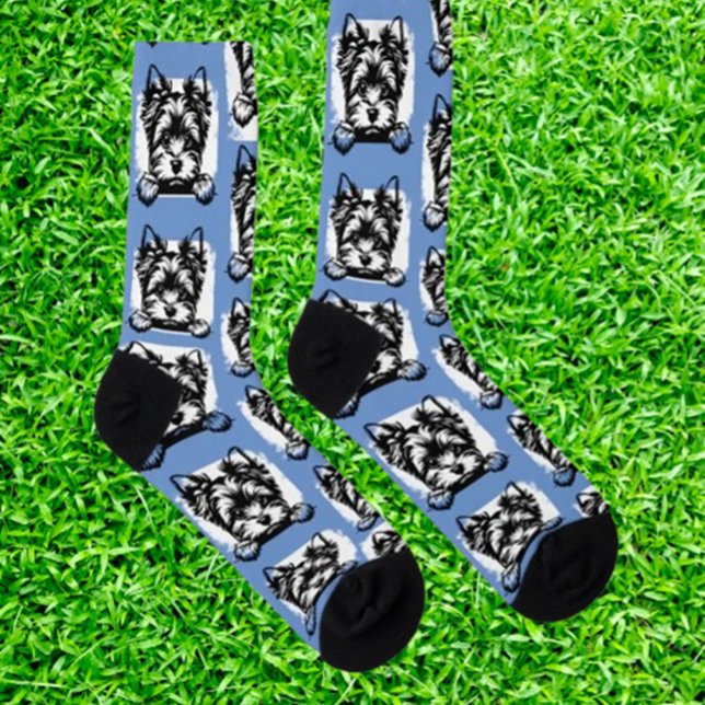 Welsh Terrier Blue Puppy Personalisiertes Thema Socken (Celebrate your love for Welsh Terrier Blue puppies with personalized theme socks. Add a unique touch)