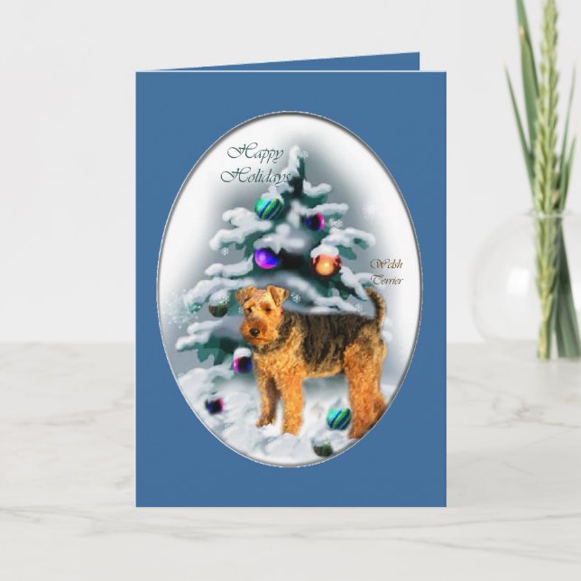 Welsh Terrier Christmas Geschenke Feiertagskarte (Vorderseite)