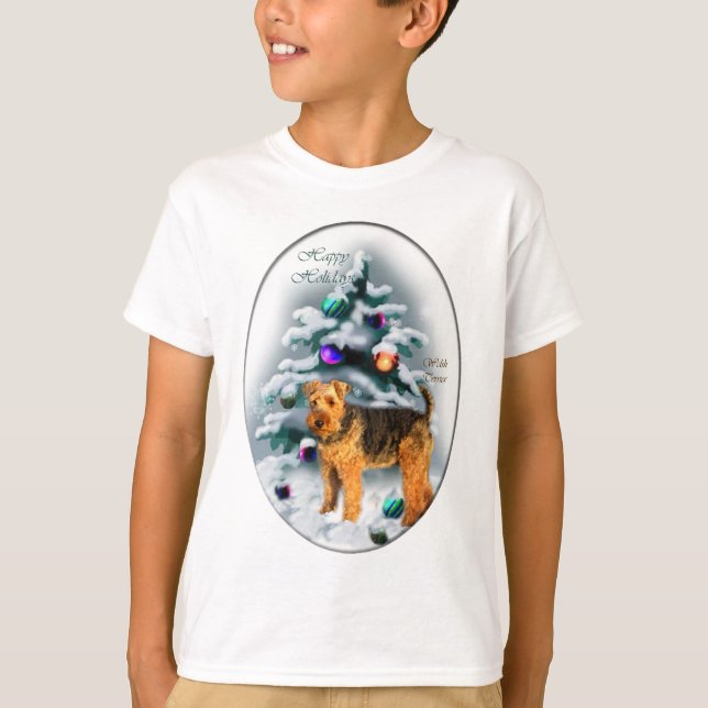 Welsh Terrier Christmas Geschenke T-Shirt (Vorderseite)