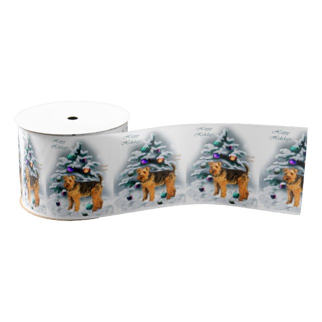 Welsh Terrier Christmas Ripsband (Spule)