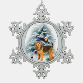 Welsh Terrier Christmas Schneeflocken Zinn-Ornament