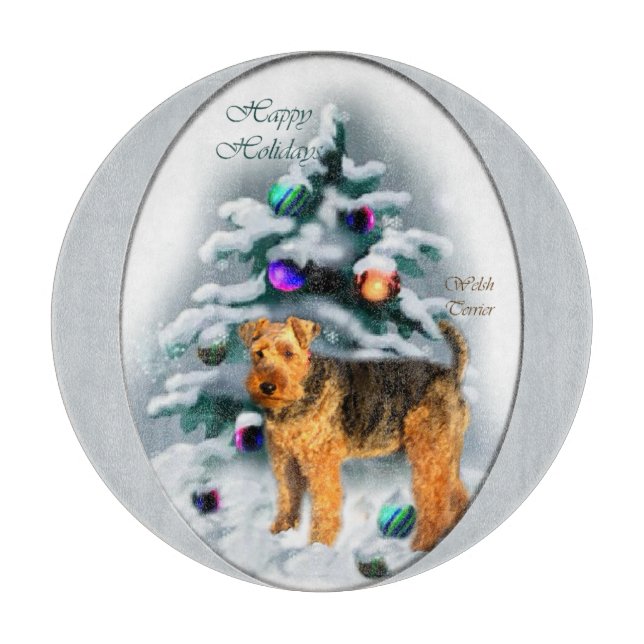 Welsh Terrier Christmas Schneidebrett (Vorderseite)