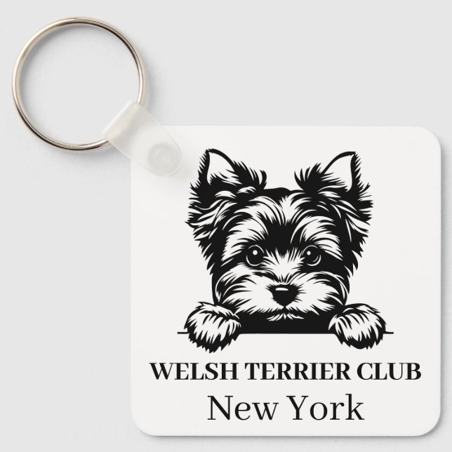 Welsh Terrier Custom Club Thema Schlüsselanhänger (Vorderseite)