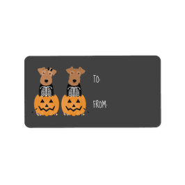 Welsh Terrier Dog Halloween Skelettkostüm Adressaufkleber