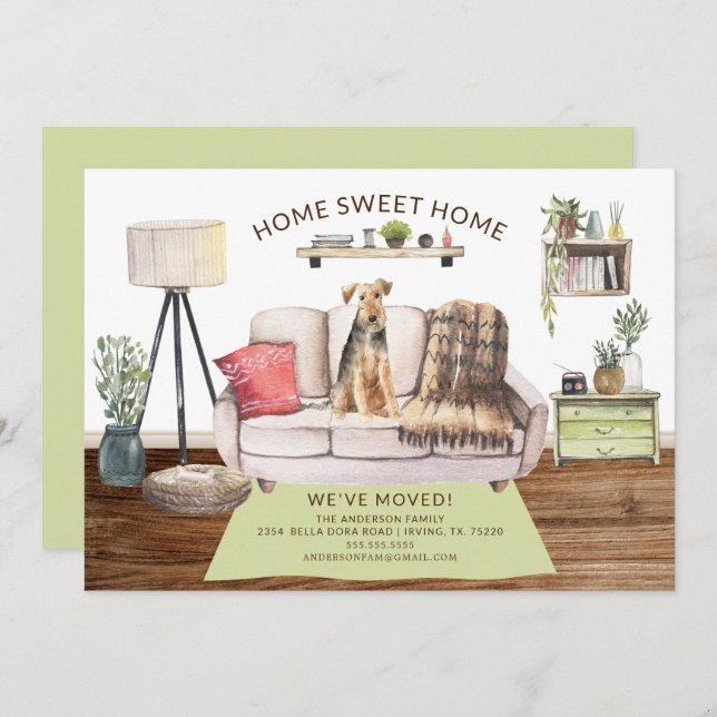 Welsh Terrier Dog Moving Ankündigung (Vorne/Hinten)