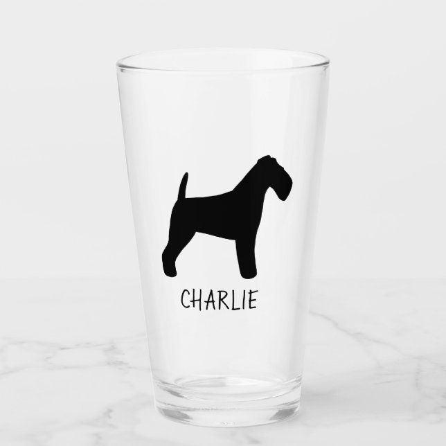 Welsh Terrier Dog Silhouette Welshie Personalisier Glas (Vorderseite)