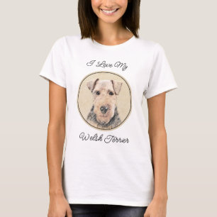 Welsh-Terrier-Gemälde - Süße originelle Hundekunst T-Shirt