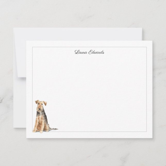 Welsh Terrier Gray Border Personalized Mitteilungskarte (Vorderseite)