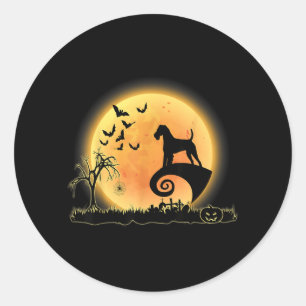 Welsh Terrier Gruselig und Mond Hund Lustiger Hall Runder Aufkleber
