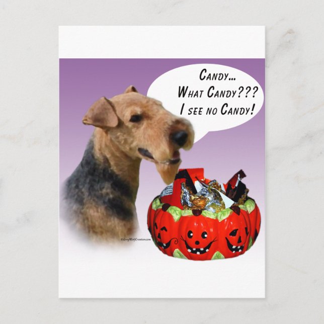 Welsh Terrier Halloween Candy Postkarte (Vorderseite)